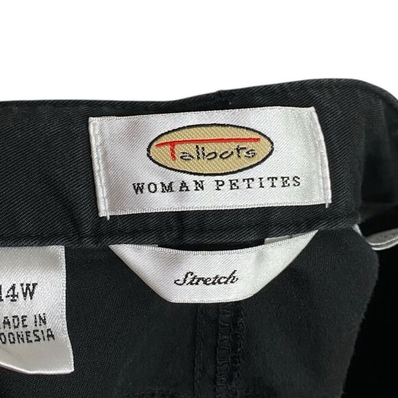 Talbots Pants Womens 14W Petite (33x17.5) Black Crop Stretch Capri Career Work - Picture 3 of 6